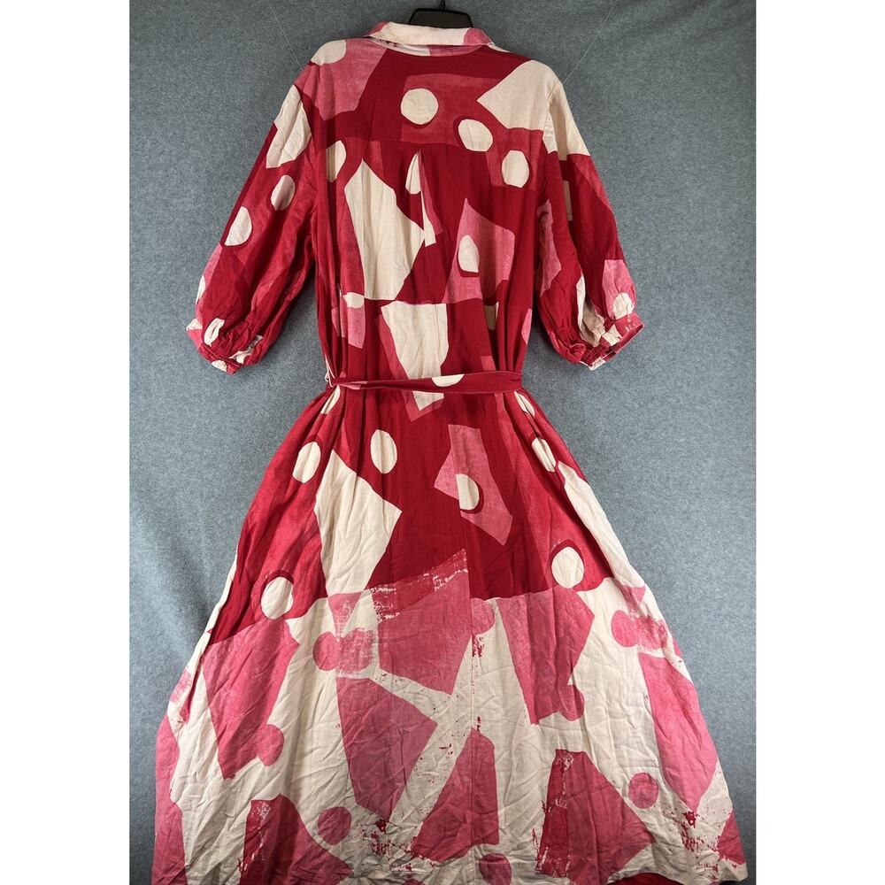Anthropologie Red and Cream Abstract Maxi Dress XL - Picture 4 of 7